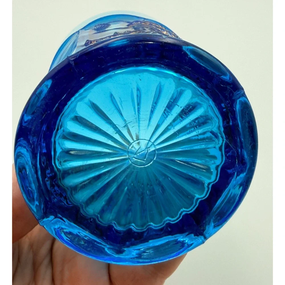 Antique Northwood Electric Celeste Blue Oriental Poppy Glass Tumblers EAPG Flora